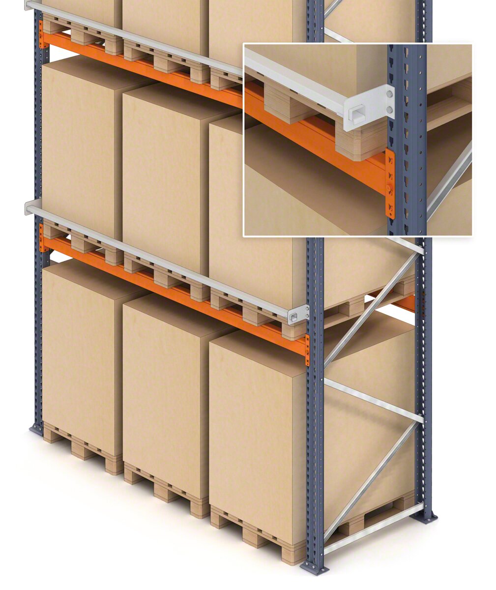 Es posible añadir un perfil de seguridad para la mercancía depositada en las estanterías de tarimas